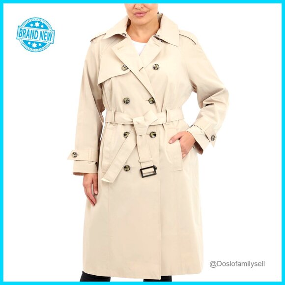 Double-Breasted Long Trench Coat Classic Elegant Chic Outerwear Belted